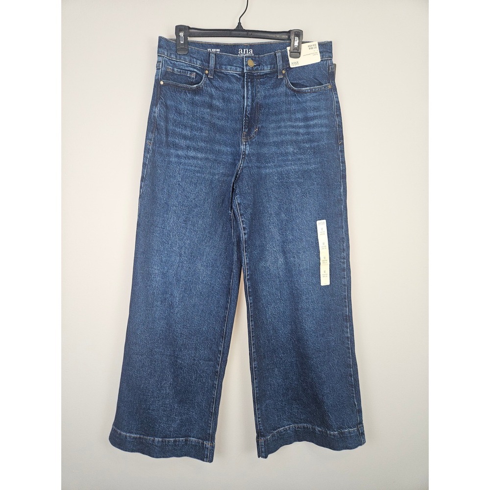 ana a new approach Womens High Rise Wide Leg Jeans Dark Lunar Blue Size 12 NWT